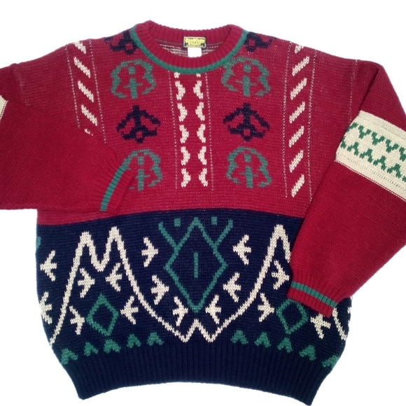 Vintage 90s OshKosh B'Gosh Wool Blend Knit Grandpa Sweater Italy Mens Large Tall - Picture 2 of 10